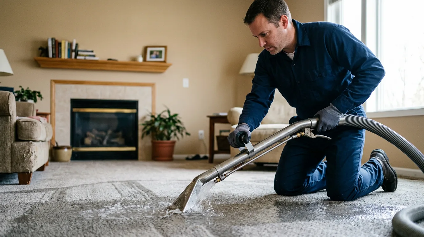Water damage restoration technician working near Cleveland, AR